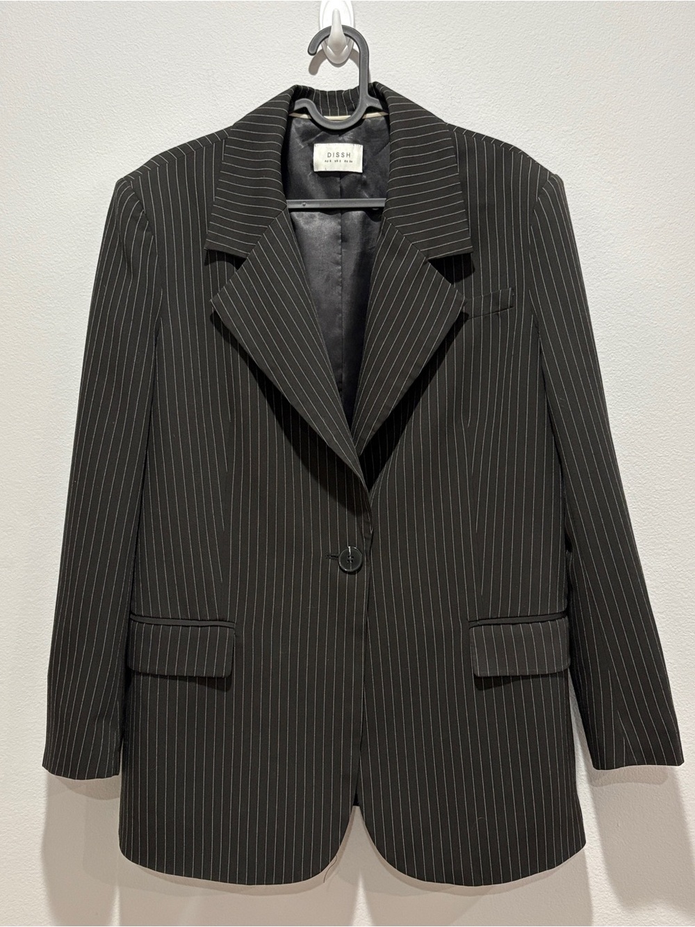 DISSH Black Pinstripe Oversized Blazer Jacket One Button Andie Size 2